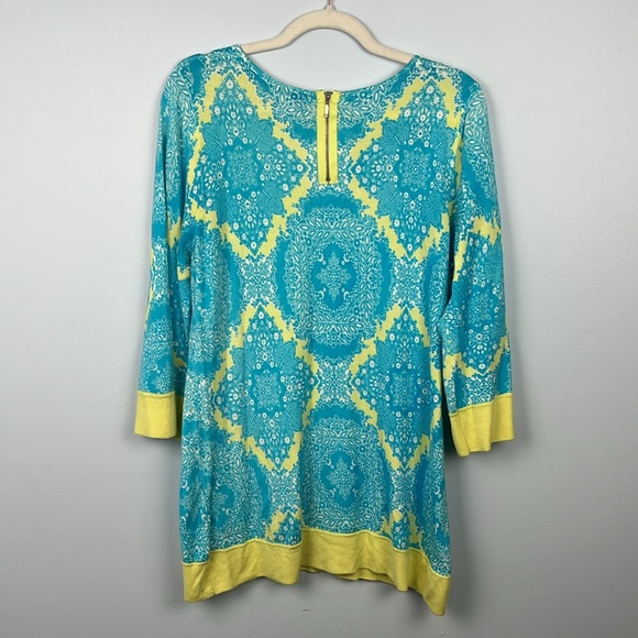 Soft Surroundings large back zip damask pattern colorful knit top - Picture 7 of 8